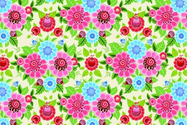 绚丽花朵植物花型数码印花