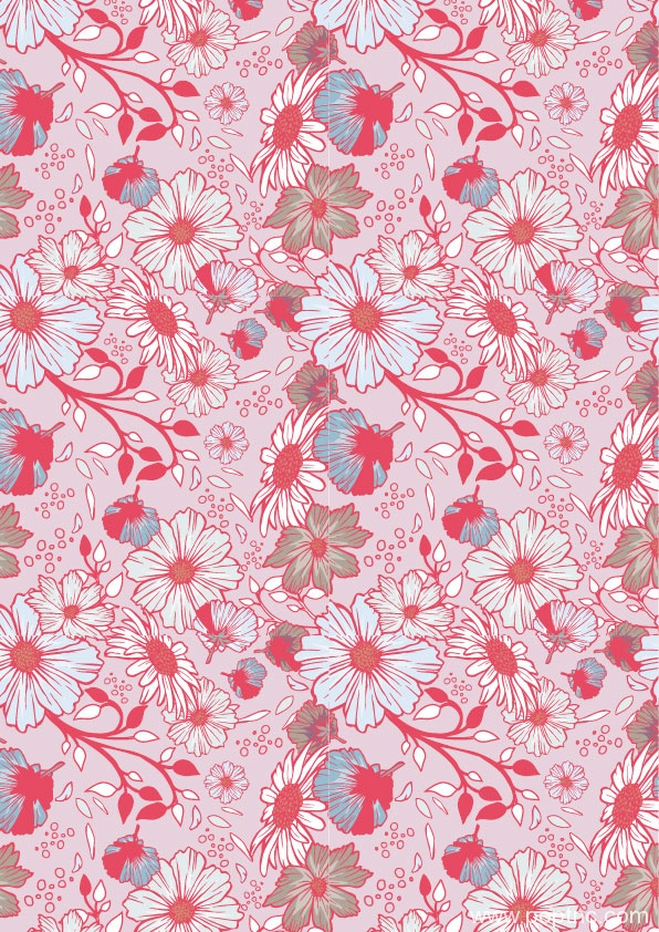 粉红色花朵数码印花图案