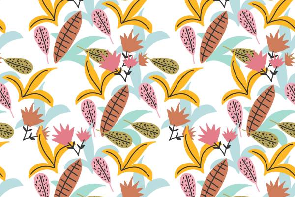 多彩叶子羽毛拼接印花矢量图免扣文件