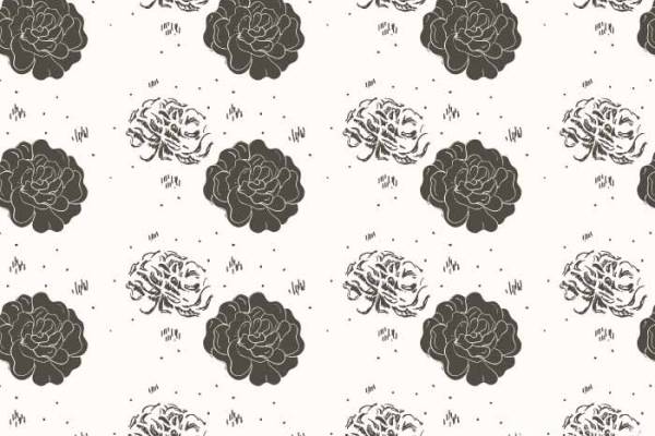 黑白牡丹花拼接矢量图