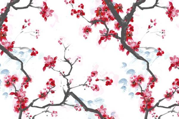 水墨梅花矢量图数码印花花型