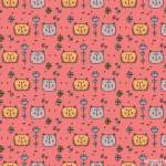 粉色底可爱猫咪头像拼接矢量图