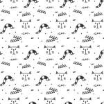 黑白卡通矢量图猫猫源文件