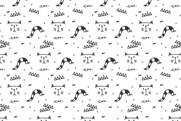 黑白卡通矢量图猫猫源文件