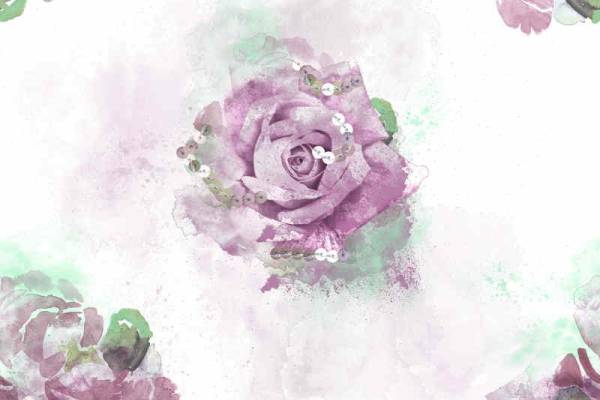 紫色典雅玫瑰花印花矢量图