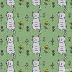 白色猫咪黄色花朵拼接矢量图