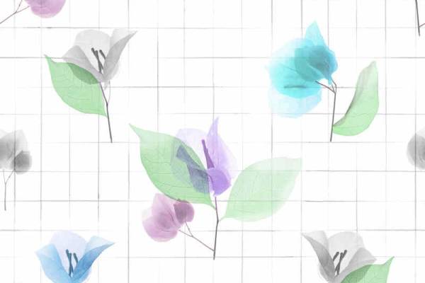 植物叶子花纹格子底纹数码印花矢量图