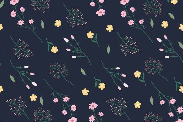 花朵拼接矢量图宝蓝色底色源文件