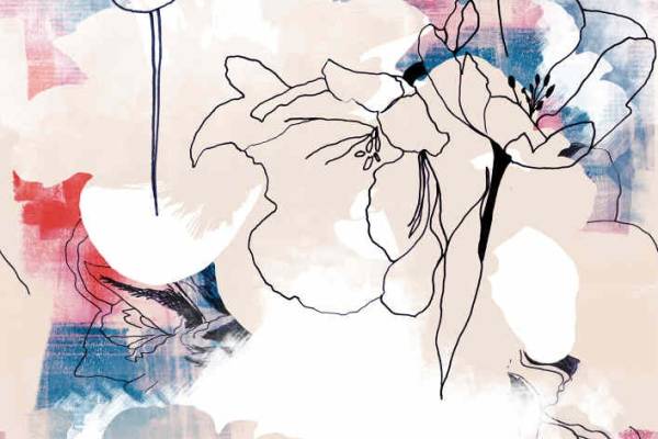 水彩荷花数码印花矢量图