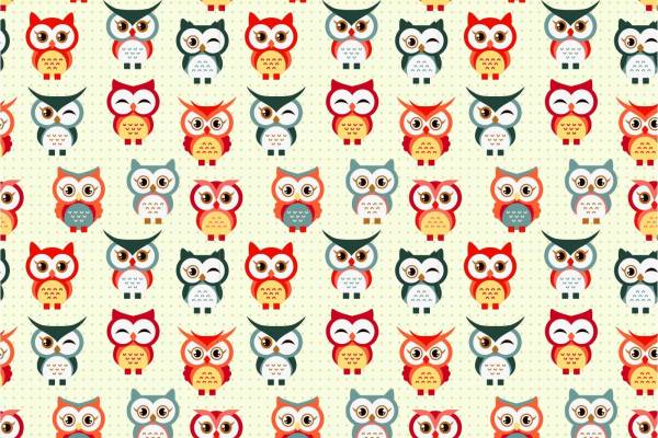 卡通猫头鹰矢量图儿童数码印花