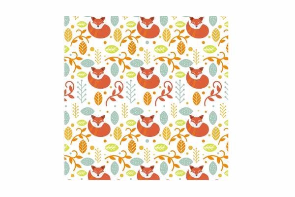 卡通狐狸花型印花矢量图