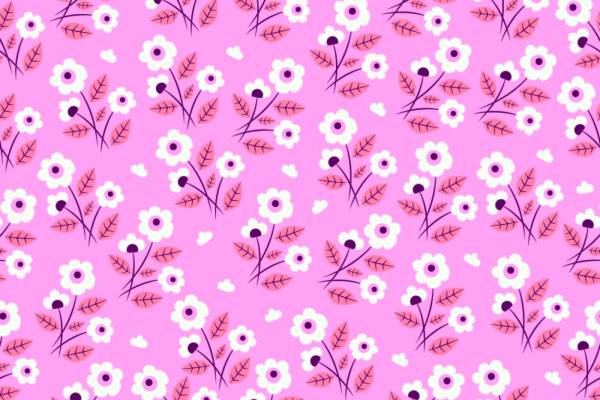 粉色底纹白色小花朵拼接矢量图案