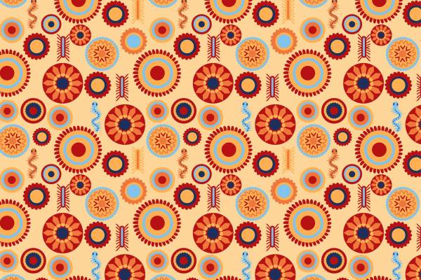 多彩几何圆点拼接矢量图服装纺织面料数码印花花型素材