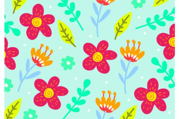 卡通花朵矢量图儿童数码印花花型