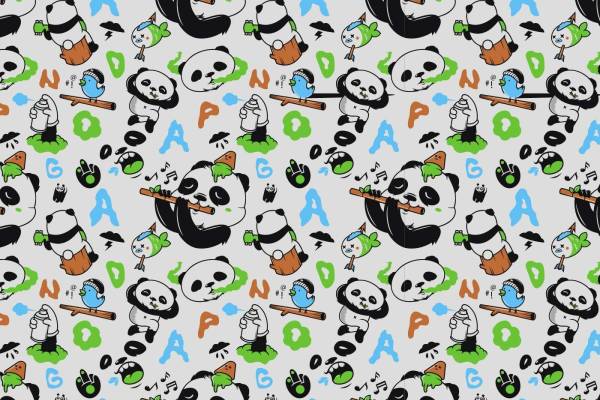 卡通熊猫英文字母拼接矢量图