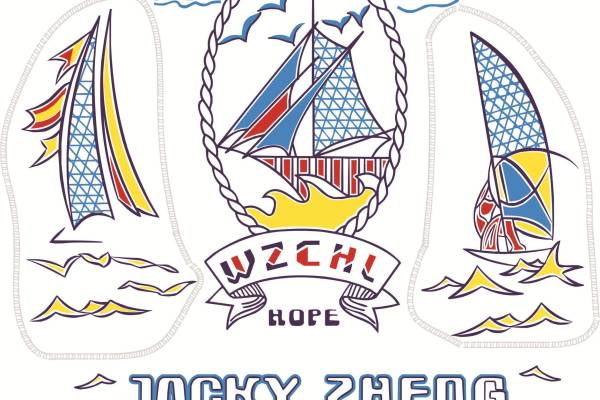 帆船图案裁片印花 数码花型