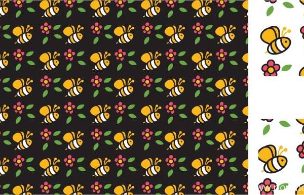 卡通小蜜蜂拼接矢量图印花源文件