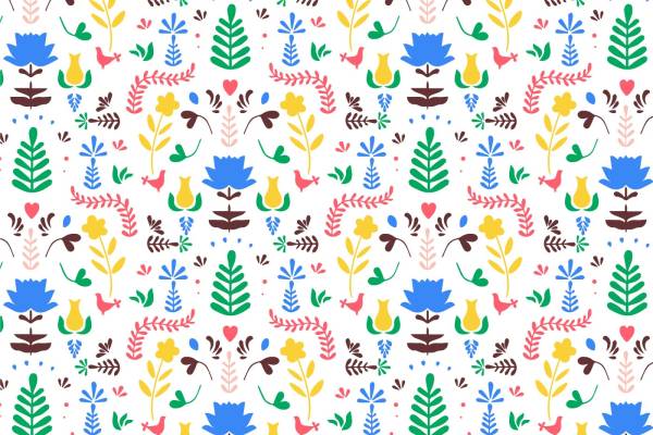 无线循环植物碎花拼接矢量图源文件