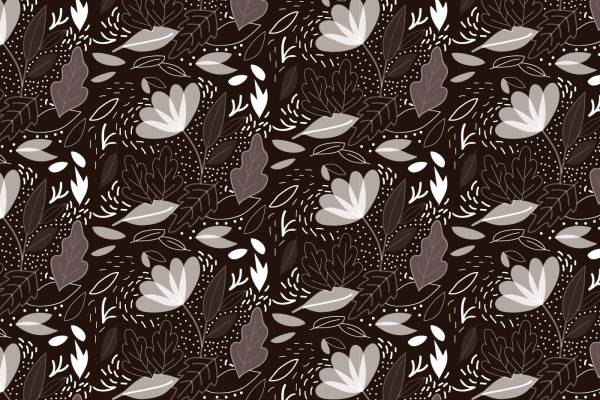咖啡色底色植物花卉叶子矢量图
