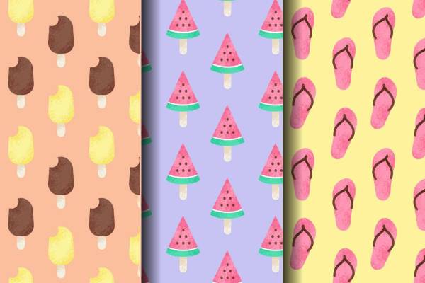 雪糕西瓜拖鞋拼接矢量图