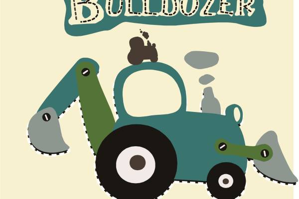 挖掘机裁片印花儿童花型