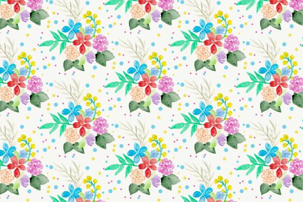 水彩花朵拼接矢量图