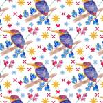 翠鸟花卉印花矢量图