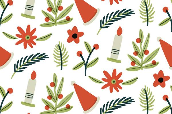 花朵蜡烛拼接矢量图