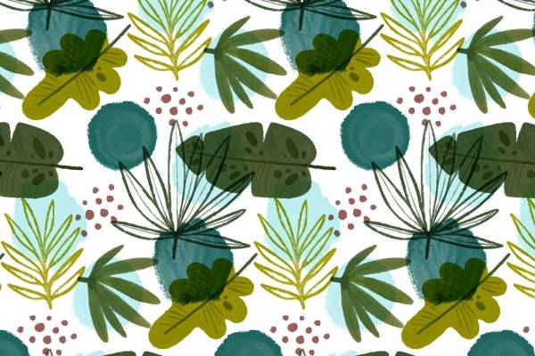 绿色植物花卉叶子拼接矢量图