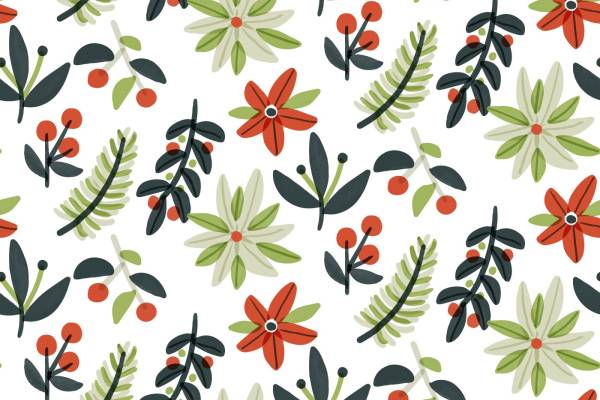 植物花卉树叶拼接矢量图