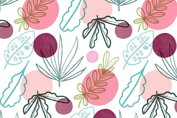 花朵叶子圆点印花矢量图