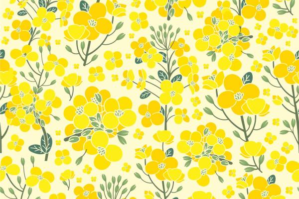 黄色花朵拼接矢量图印花源文件