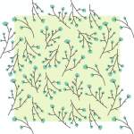 蓝色水墨风植物拼接矢量图