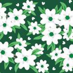 绿色底色白色花朵拼接矢量图