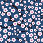 蓝色底白色梅花拼接矢量图服装纺织面料数码印花花型素材