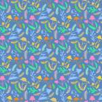 蓝色底植物印花矢量图