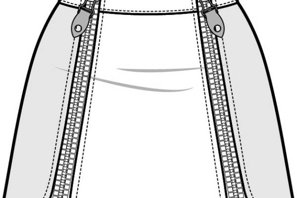 女士短裙拉链装饰设计矢量图