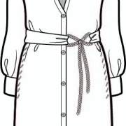 长款外套系带女士服装设计矢量图