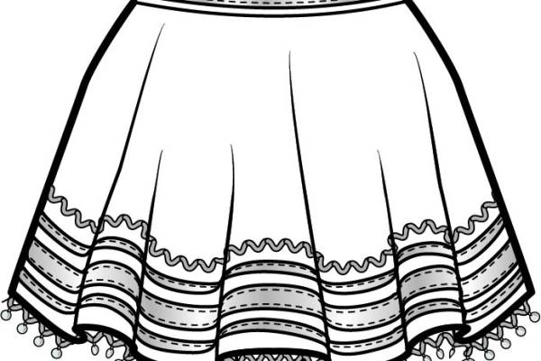 女士短裙蕾丝花边装饰设计矢量图