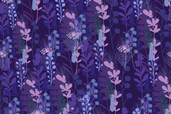 紫色植物花卉矢量图印花源文件