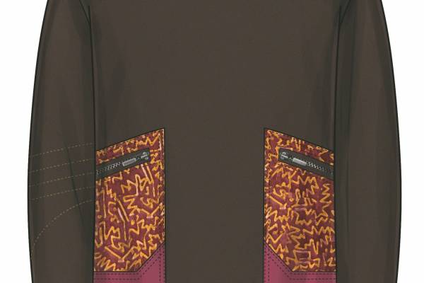 男装长袖卫衣矢量图大口袋设计