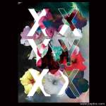 字母花朵拼接印花矢量图