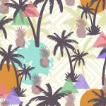 椰树菠萝拼接矢量