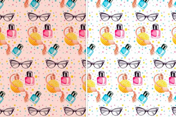 眼镜香水拼接印花矢量图