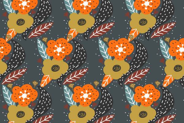 花卉拼接印花矢量图