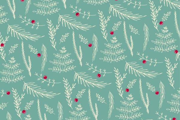 白色植物叶子红色圆点拼接矢量图