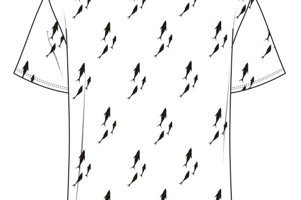 男装T恤衫服装设计手稿矢量图