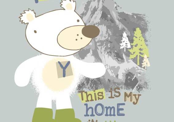 北极熊字母印花矢量图 可爱卡通 婴童装印花 童装印花 免费素材