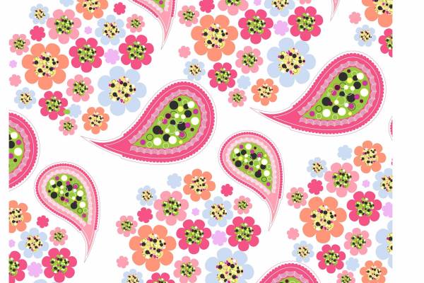 腰果植物花卉拼接印花素材