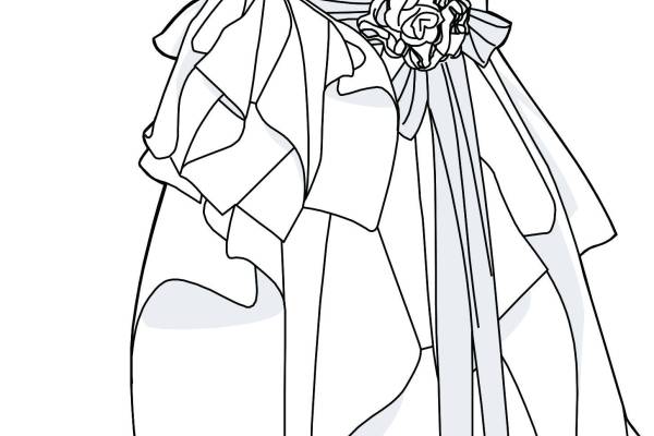 抹胸裙子婚纱矢量图设计手稿